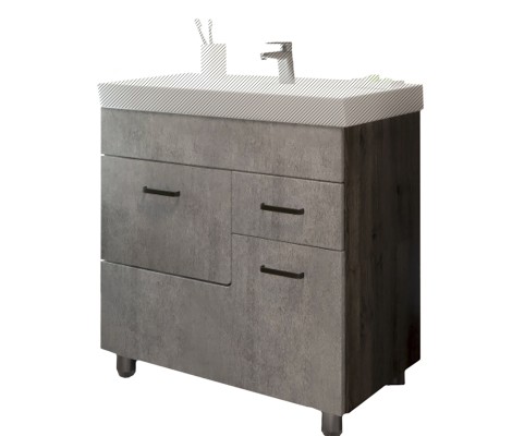 Тумба Catherine 80 №2 под умывальник Фостер 800П/800 / COMO 80 белый камень Eva Gold