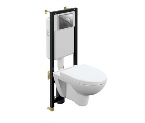 Инсталляция с унитазом Parva Co Dpl Eo черная кнопка Leon пластик хром глянцевый A64229 Cersanit