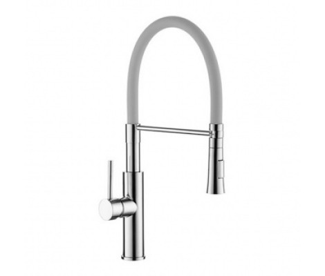 Смеситель для кухни LR4097-9 c силиконовым изливом серый+хром Zerix