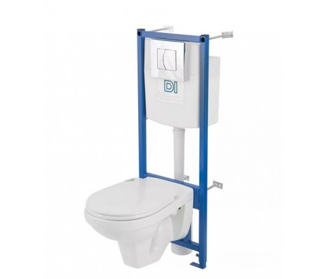 Инсталляция + унитаз Рио микролифт, инстал. DI с хром панелью,антивспл. 2 кнопки Rosa