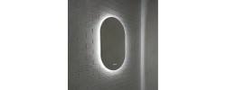 Зеркало 500х800 овальное LED подсветкой 6500К 9,6 Вт/м с сенсор.выкл.и часы в черн алюм проф КЗСК