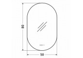 Зеркало 500х800 овальное LED подсветкой 6500К 9,6 Вт/м с сенсор.выкл.и часы в черн алюм проф КЗСК