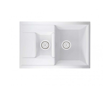 Мойка керамогранитная 30 прямоугольная двойная 760х510х217 мм белая матовая Granmill