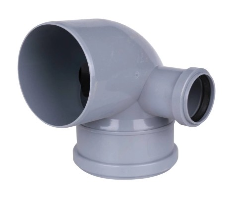 Отвод канализационный 110/50/87° с двумя патрубками ПП Sinikon Отвод канализационный 110/50/87° с двумя патрубками ПП Sinikon