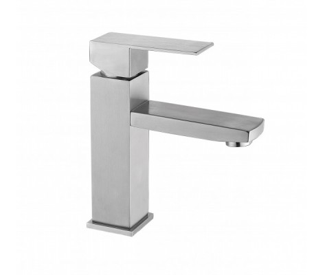 Смеситель д/умывальника AKSA BAS-01-17 нерж/сталь (катридж 35мм, на ГАЙКЕ)