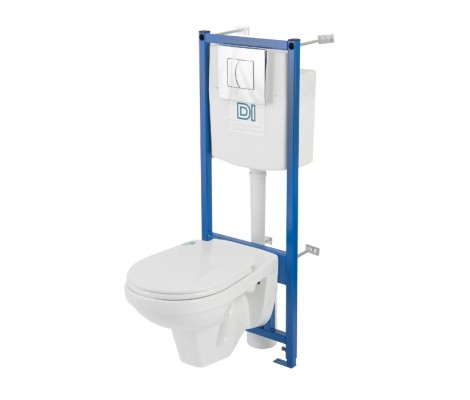 Инсталляция с унитазом Рио DI с белой панелью, антивсплеск 2 кнопки ROSA