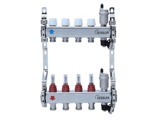 Коллектор с расходомерами и воздухоотводчиком нержавеющая сталь 1