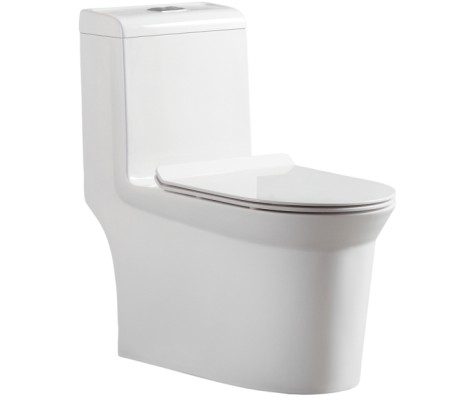 Унитаз-монолит SM9610, тонкое сиденье с гофрой и подводкой Eva Gold