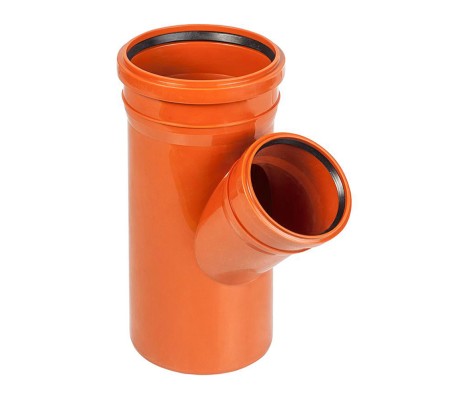 Тройник канализационный 200/110/45° рыжий Sinikon