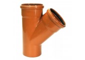 Тройник канализационный 200/200/45° рыжий Sinikon