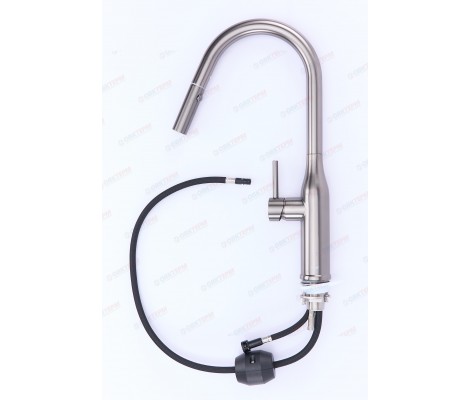 Смеситель для кухни KI-70004-07 из нержавеющей стали SUS304 с выдвижным изливом графит Koer Смеситель для кухни KI-70004-07 из нержавеющей стали SUS304 с выдвижным изливом графит Koer