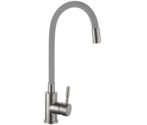 Смеситель для кухни SUS-011 reflector из нержавеющей стали серый Zerix