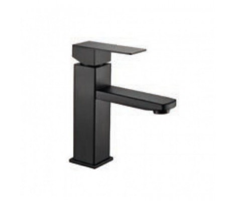 Смеситель д/умывальника нерж/сталь ZERIX KUB-001 BLACK (катридж 35мм, на ГАЙКЕ)  10 шт/ящ