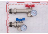 Кран шаровой угловой с полусгоном и термометром для коллекторных групп 1