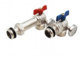 Кран шаровой угловой с полусгоном и термометром для коллекторных групп 1