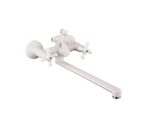 Смеситель д/ванны PLAMIX PABLO-140 EURO SET White (с шлангом и лейкой)