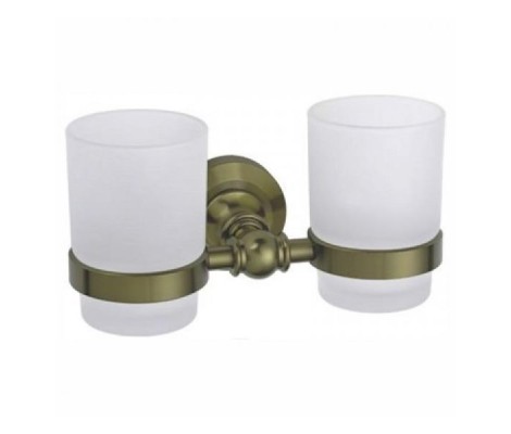 Держатель с двумя стаканами LR1308С стекло/бронза Zerix