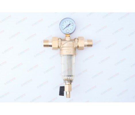 Фильтр с краном и манометром 3/4
