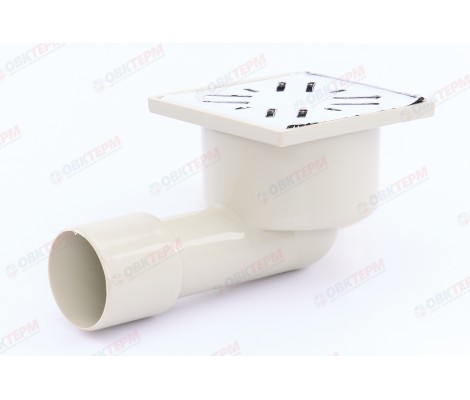 Трап для душевых и ванных комнат 50 горизонтальный,нержавеющая сталь 100*101 Татполимер