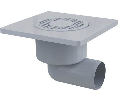 Сливной трап 150x150/50мм с бококовым подводом, пластик 