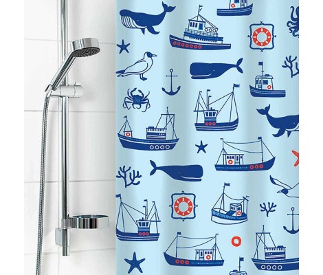 Штора для ванной из полиэтилена Гавань голубая 180x180 Vilina Штора для ванной из полиэтилена Гавань голубая 180x180 Vilina