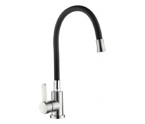 Смеситель для кухни LR74004-2 с силиконовым изливом &Oslash;35 черный Zerix 