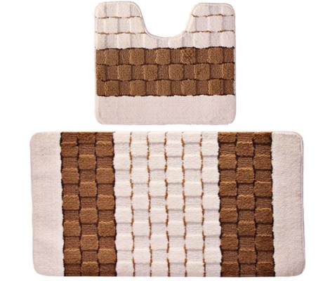 Комплект ковриков для ванны Silver из 2 шт 50х80/50х40см 11мм кремовый Banyolin