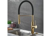 Смеситель для кухни LR4097G-2 c силиконовым изливом черный+золото Zerix