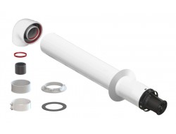 Коаксиальная труба с наконечником 100/60  0,75м  универсальная хомут, фланец, втулка