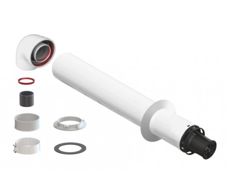 Коаксиальная труба с наконечником 100/60  0,75м  универсальная хомут, фланец, втулка