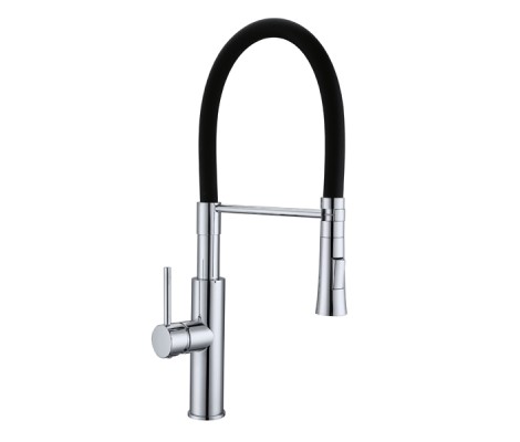 Смеситель для кухни LR4097-2 c силиконовым изливом черный+хром Zerix