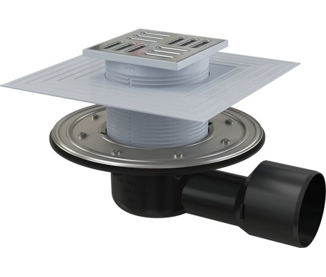 Сливной трап 105х105/50/75, подводка–боковая ALKAPLAST