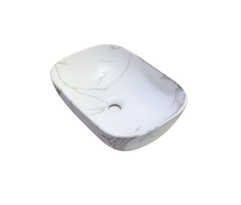 Раковина накладная на столешницу REDO RD-429MR белый мрамор (460*320*140 мм)