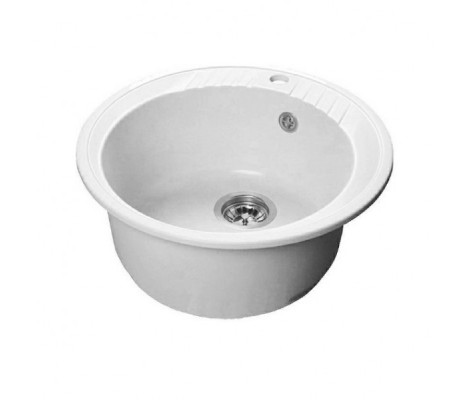 Мойка керамогранитная 26 круглая 520*200мм белая + блестки Granmill Мойка керамогранитная 26 круглая 520*200мм белая + блестки Granmill