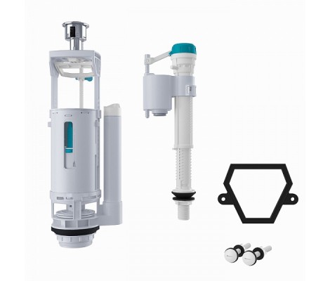 Арматура IDDIS нижний подвод, 2-х режимная кнопка (с трапецевидной прокладкой 02)