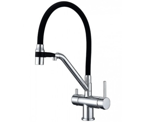 Смеситель для кухни KB-72006-01 с выходом для питьевой воды хром/черный Koer