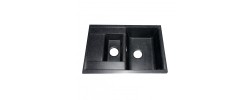Мойка керамогранитная Hiekka Musta 30 прямоугольная, двойная, черная Granmill
