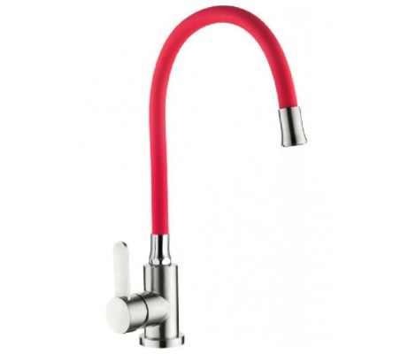 Смеситель для кухни LR74004-1 с силиконовым изливом &Oslash;35 красный Zerix