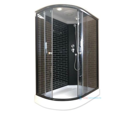 Душевая кабина 25К R правая 120*80*215 кирпичики черные, низкий поддон Дана