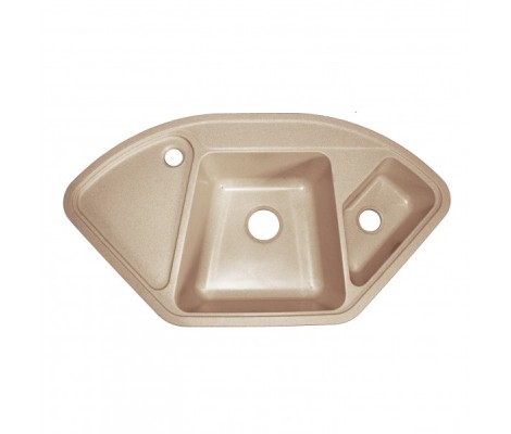 Мойка керамогранитная 37 угловая двухсекционная песок матовая Granmill