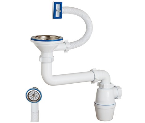 Сифон бутылочный с переливом и смещенным сливом 3 1/2