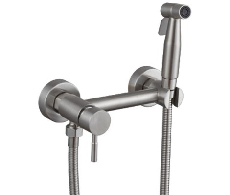 Смеситель с гигиеническим душем SUS-222 настенный из нержавеющей стали ZERIX 