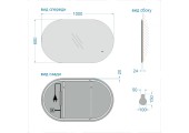 Зеркало 60*100 LED подсветкой 6000К 9,6 Вт/м с сенс.выкл., унив. крепление 575ску КЗСК