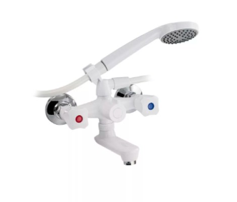 Смеситель для ванны короткий излив, металлокерамика, с шаровым переключением, белый Brimix