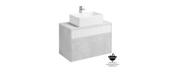 Тумба подвесная 80, Марбл 80 Слэйт/Белый матовый под умывальник Mila 50 Aquaton