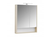 Зеркальный шкаф 70, Сканди 70 Белый/Дуб Верона (850 x 700 x 130) AQUATON