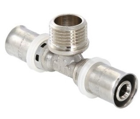 Тройник пресс 26*1/2*26 с переходом на наружную резьбу VTm.233.N.260426 Valtec Тройник пресс 26*1/2*26 с переходом на наружную резьбу VTm.233.N.260426 Valtec