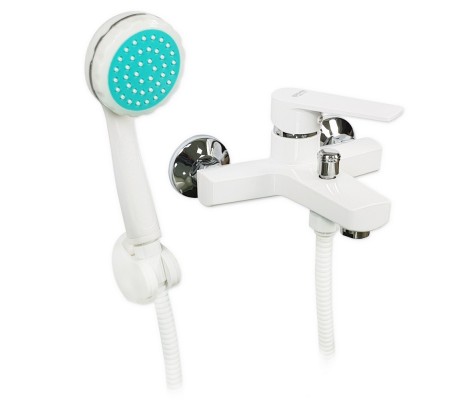 Смеситель для ванны, короткий излив, шаровый, из АБС пластика белый BRIMIX Смеситель для ванны, короткий излив, шаровый, из АБС пластика белый BRIMIX