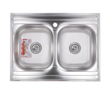 Мойка накладная Z8060B-08-180MD Double micro decor Zerix 