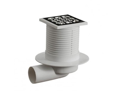 Трап для душевых и ванных комнат горизонтальный регулируемый, с металлической решётка 10*11 ОРИО